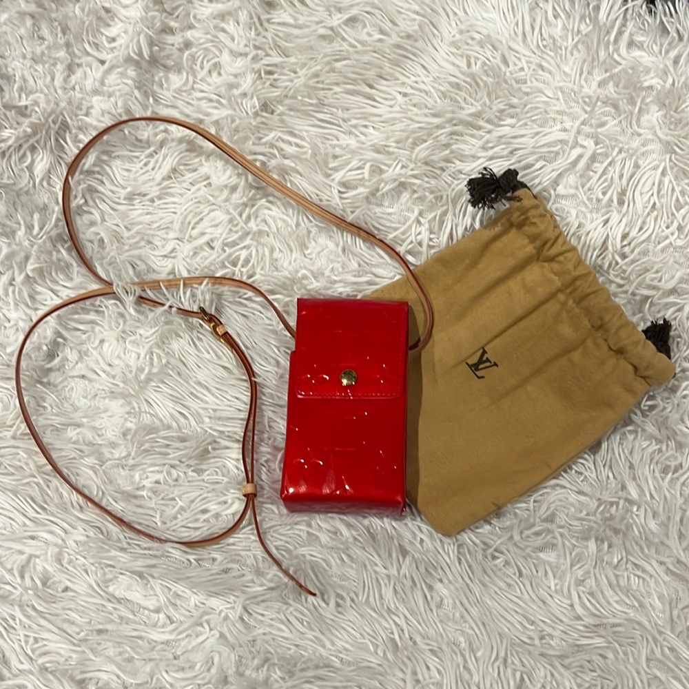 Louis Vuitton Vernis Mono cigarette case red